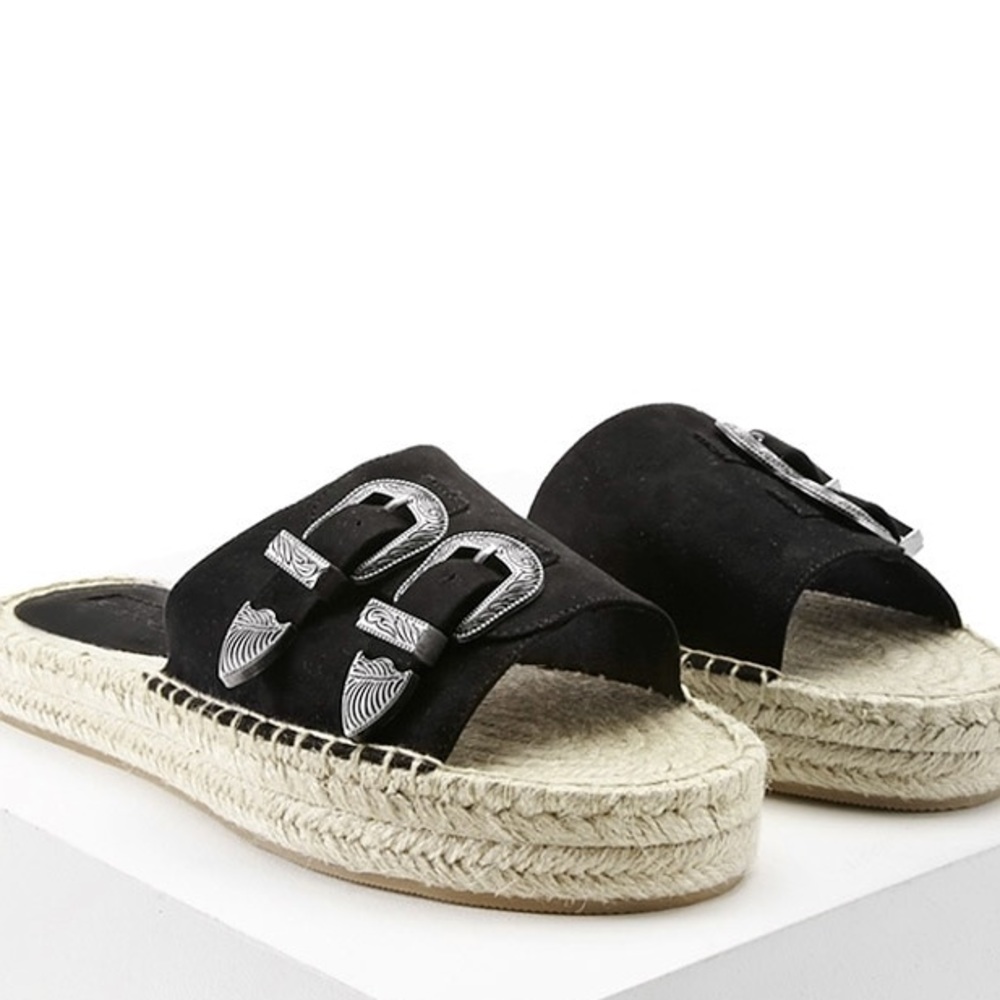 Forever 21 Western Buckle Espadrilles Sandals Flat